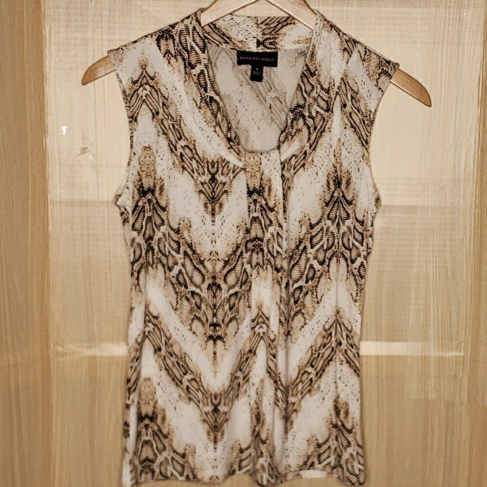 Dana Buchman Womens Sleeveless Snake Print Stretchy Top Medium